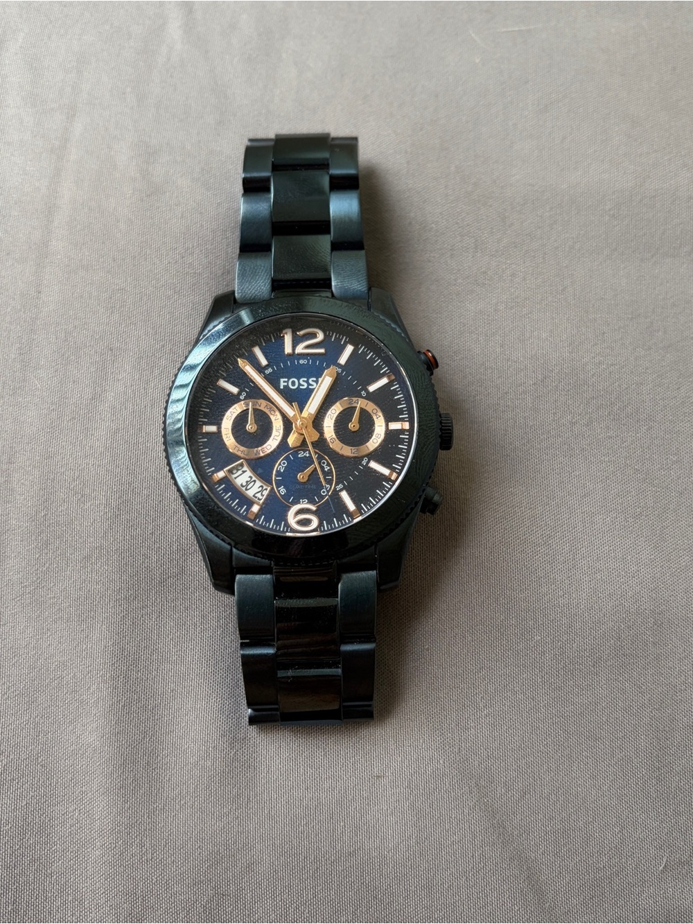 Fossil Navy Blue Watch with Rose Gold Accents